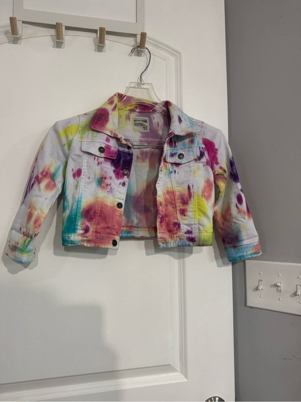 Tie-Dye Cropped Denim Jacket - Multicolor